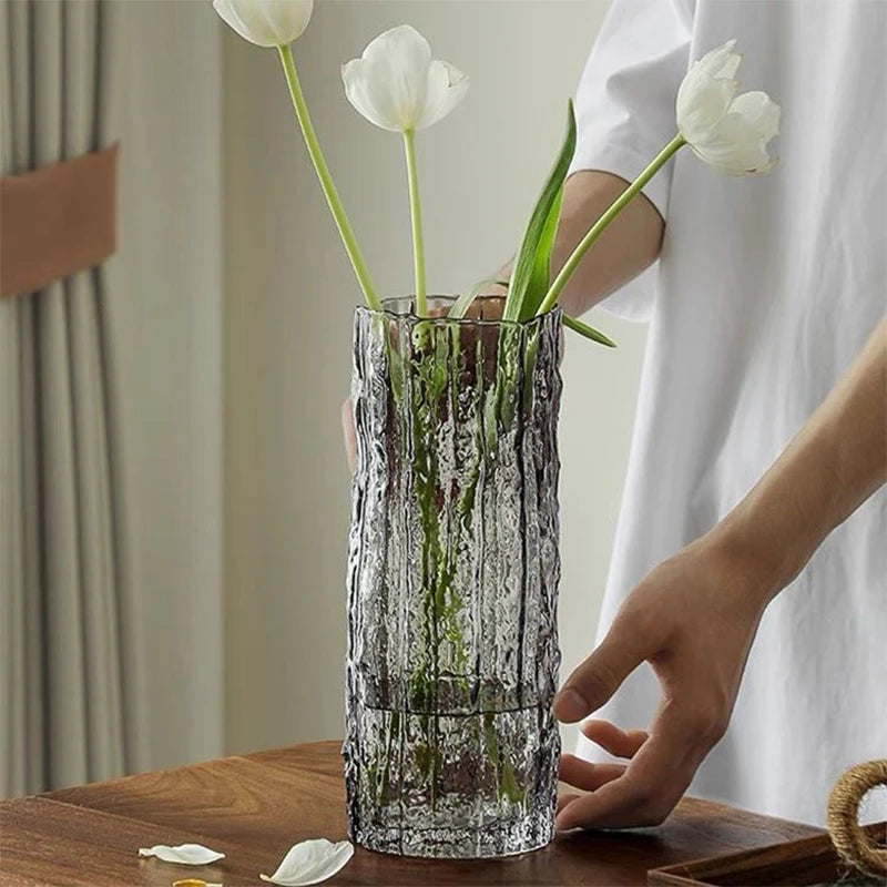 Vase Glacier Moderne en Verre Transparent