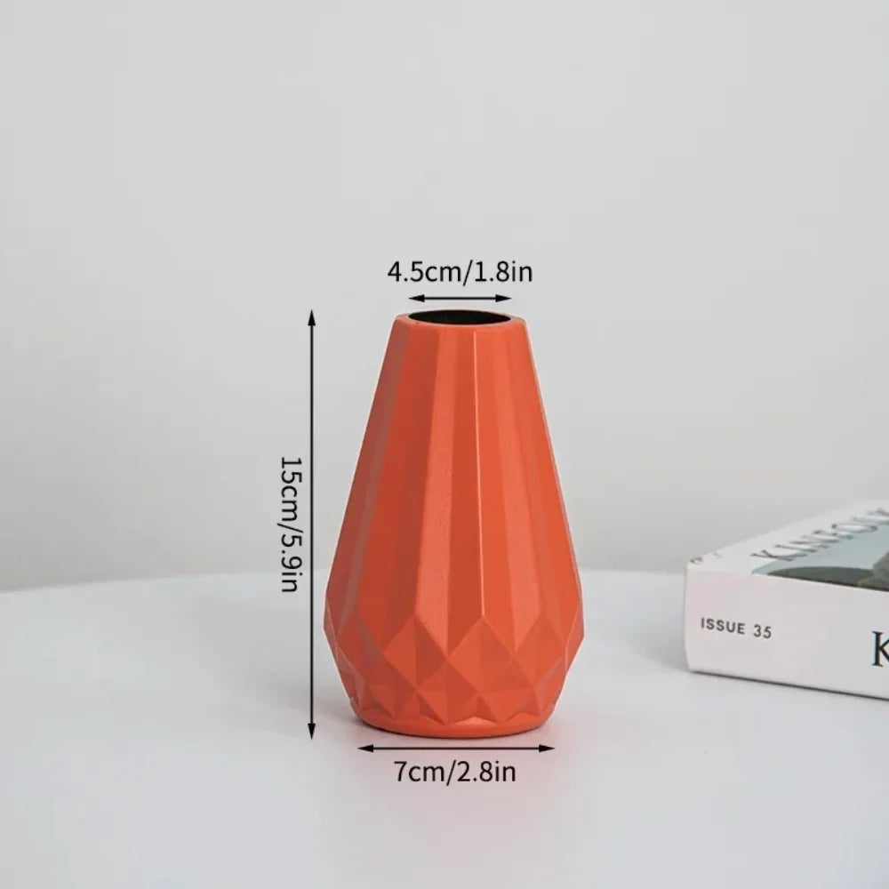 Vase de Style Diamant Nordique en Plastique Imitation Céramique