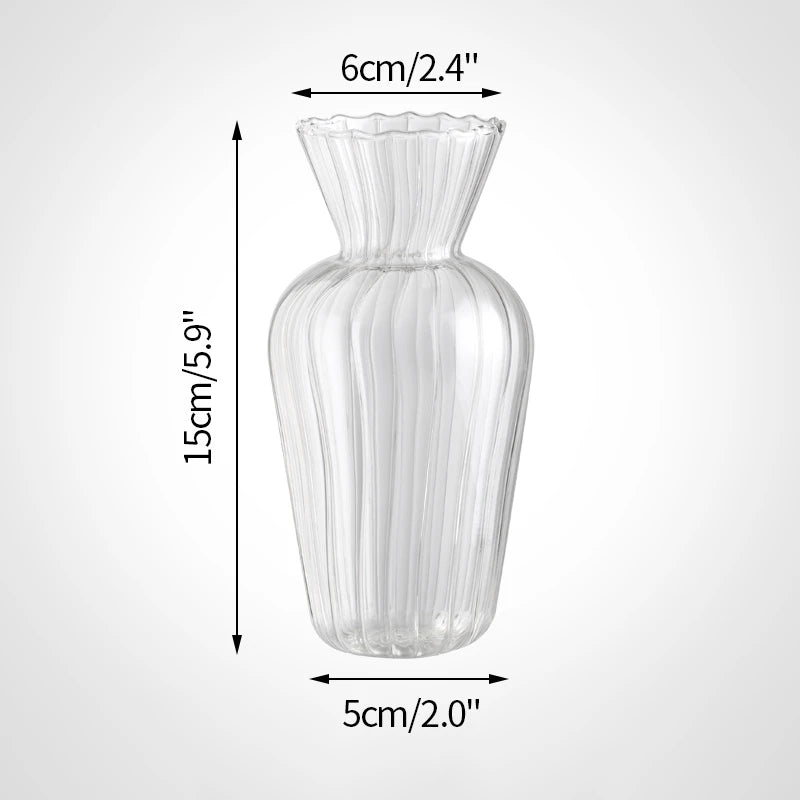 Vases en Verre Transparent Nervuré Moderne