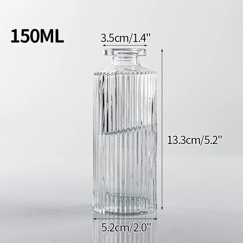 Vases en Verre Transparent Nervuré Moderne
