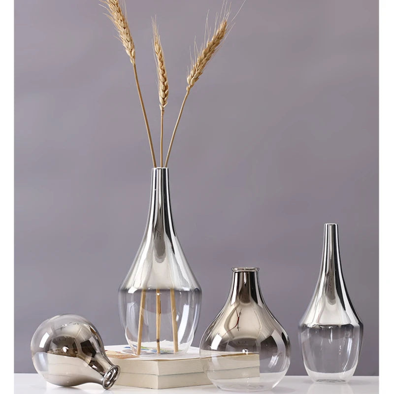 Vase Argent Nordique en Verre