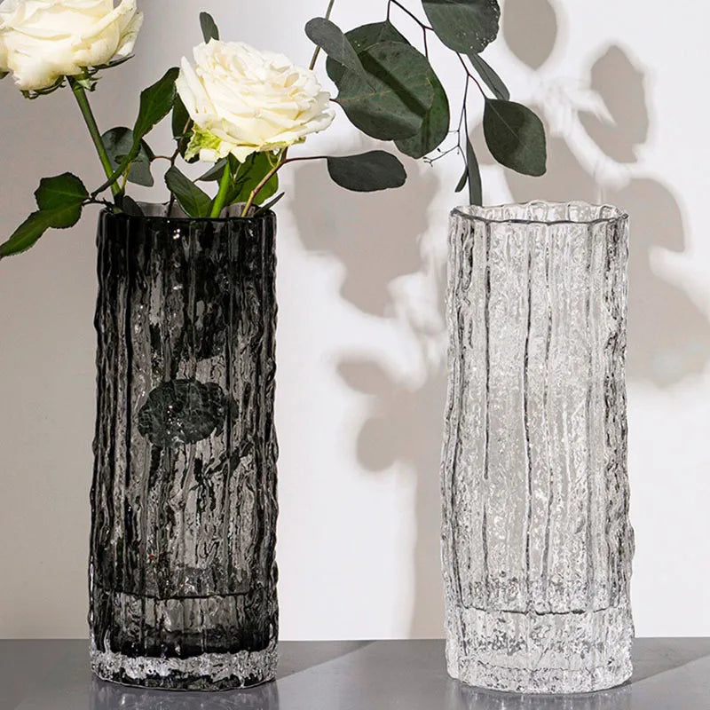 Vase Glacier Moderne en Verre Transparent