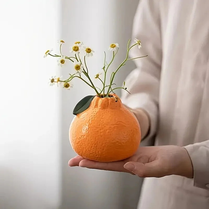 Vase Hydroponique Modèle Orange en Céramique