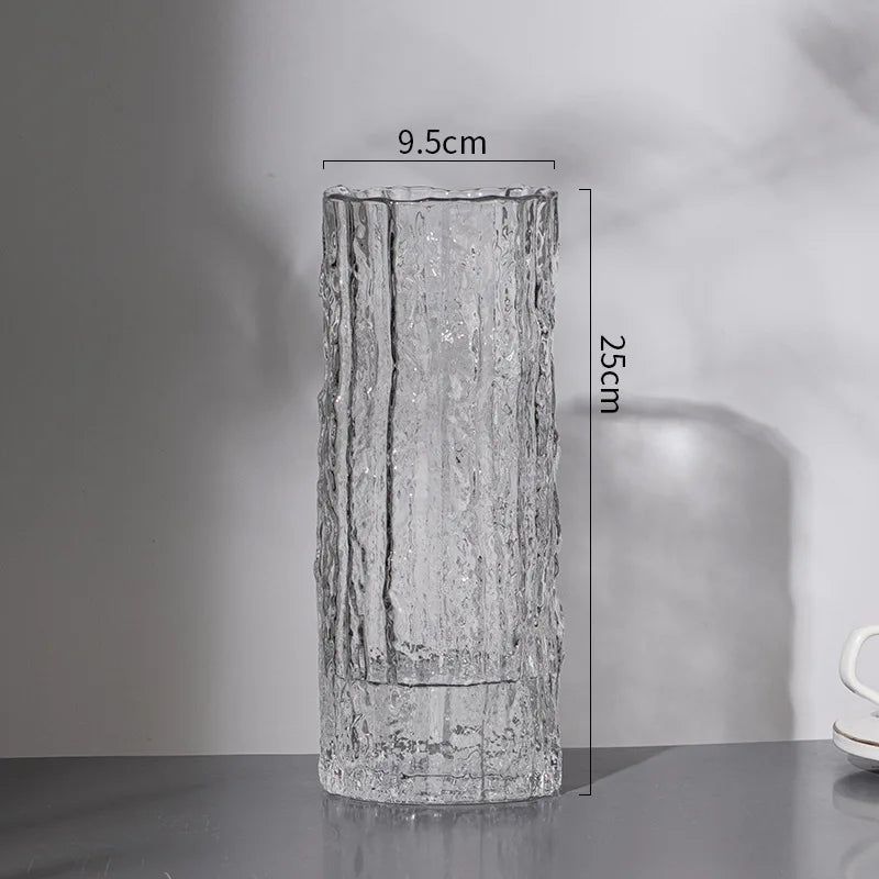 Vase Glacier Moderne en Verre Transparent