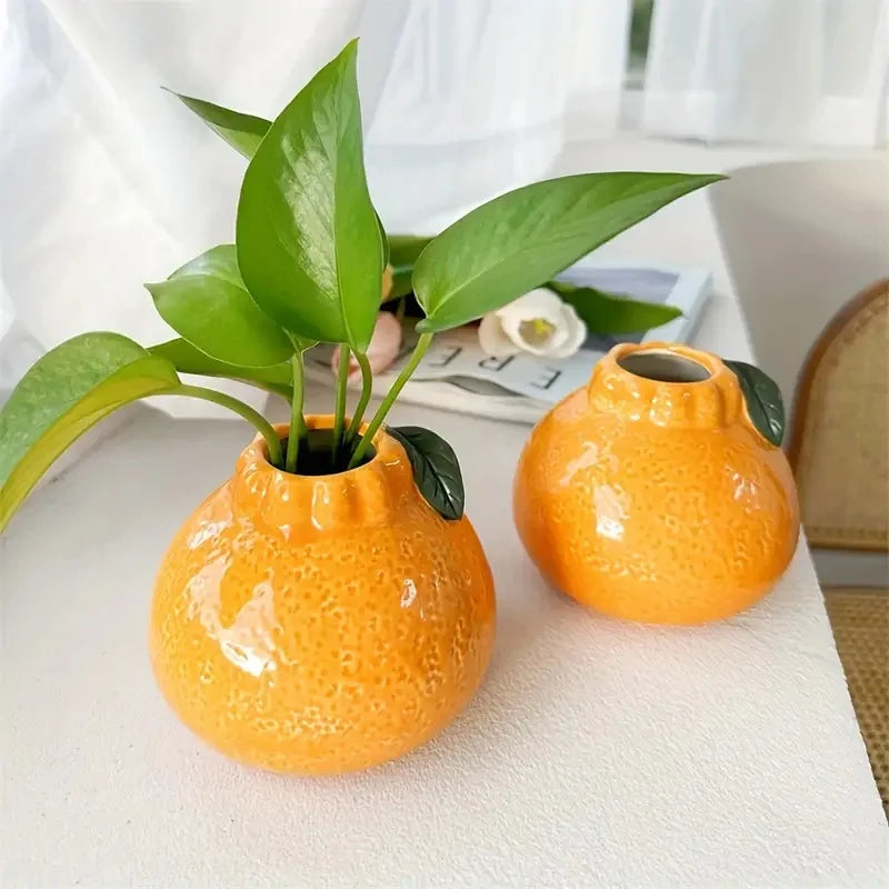 Vase Hydroponique Modèle Orange en Céramique