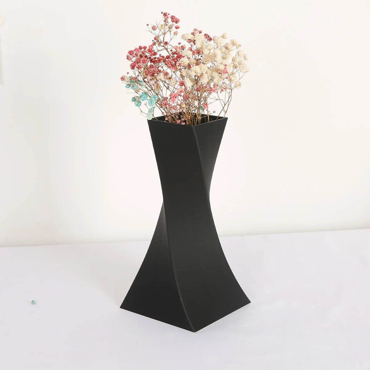 Vase Géométrique Moderne Noir Plastique