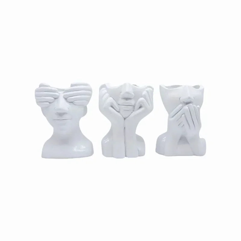 Vases Nordique Expression Facial en Résine