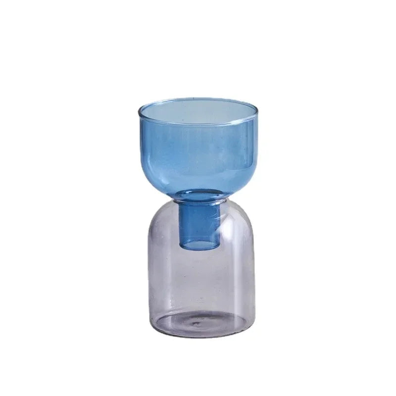 Set Vase Hydroponique Deux Pièces en Verre