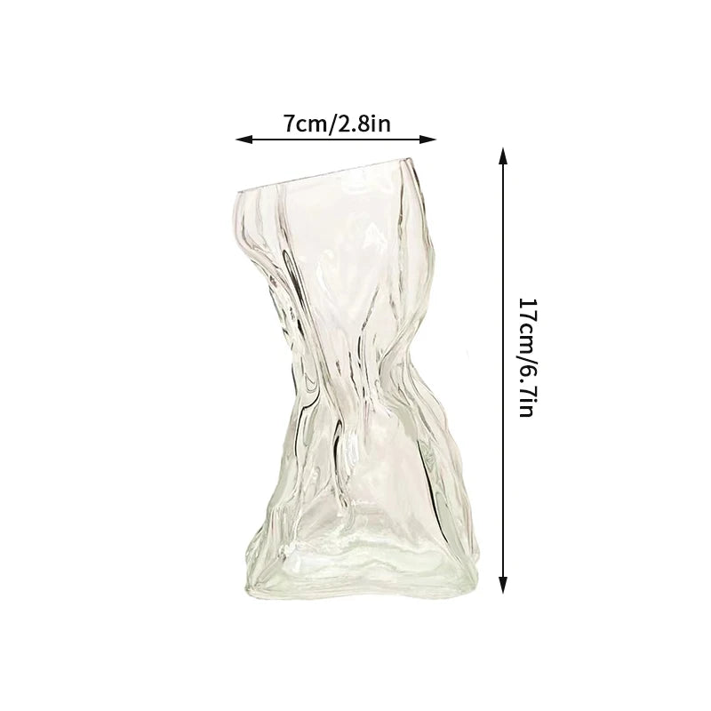 Vases en Verre Transparent Nervuré Moderne