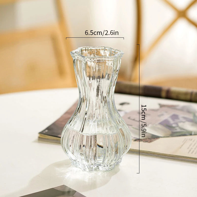 Vases en Verre Transparent Nervuré Moderne