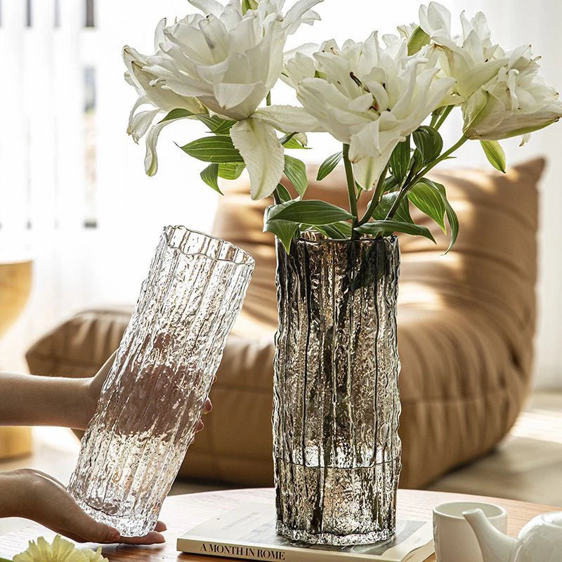 Vase Glacier Moderne en Verre Transparent