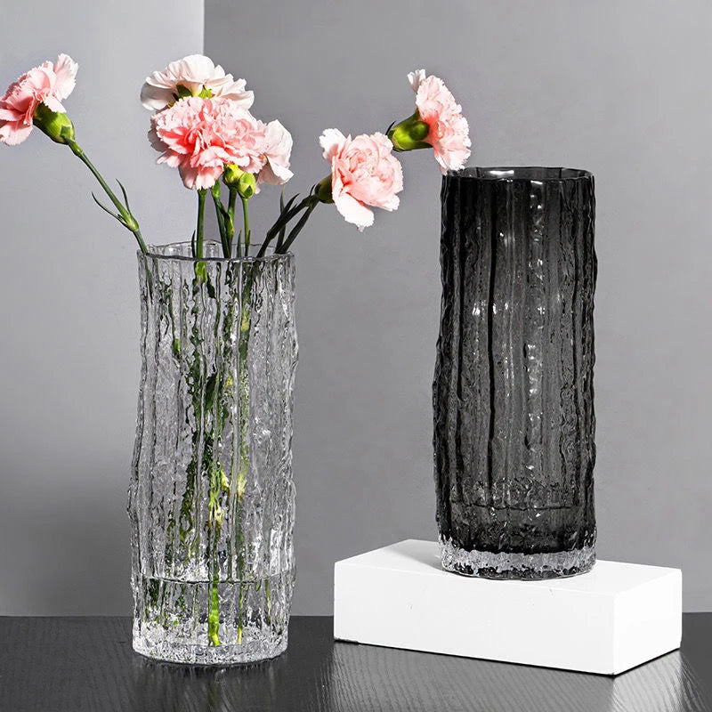 Vase Glacier Moderne en Verre Transparent