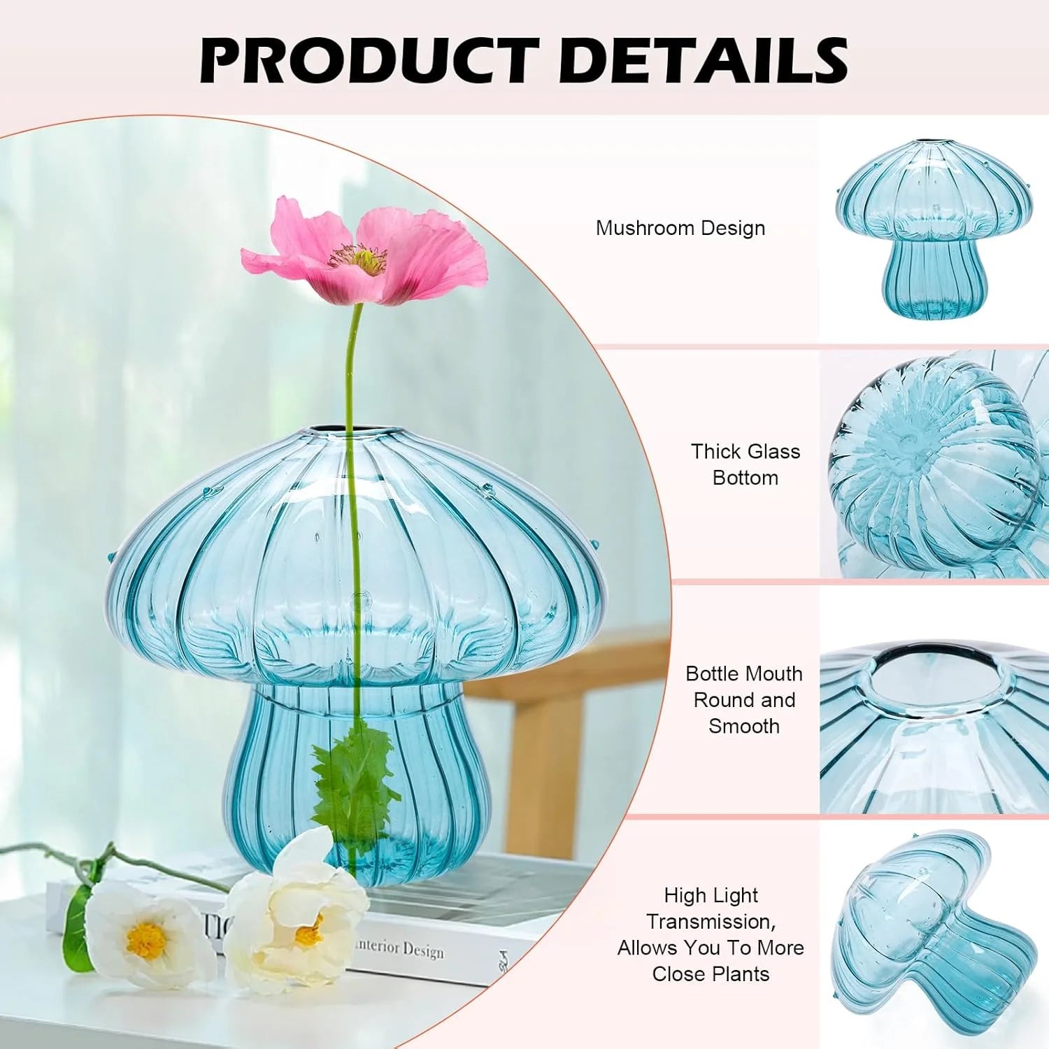 Petit Vase Champignon en Verre