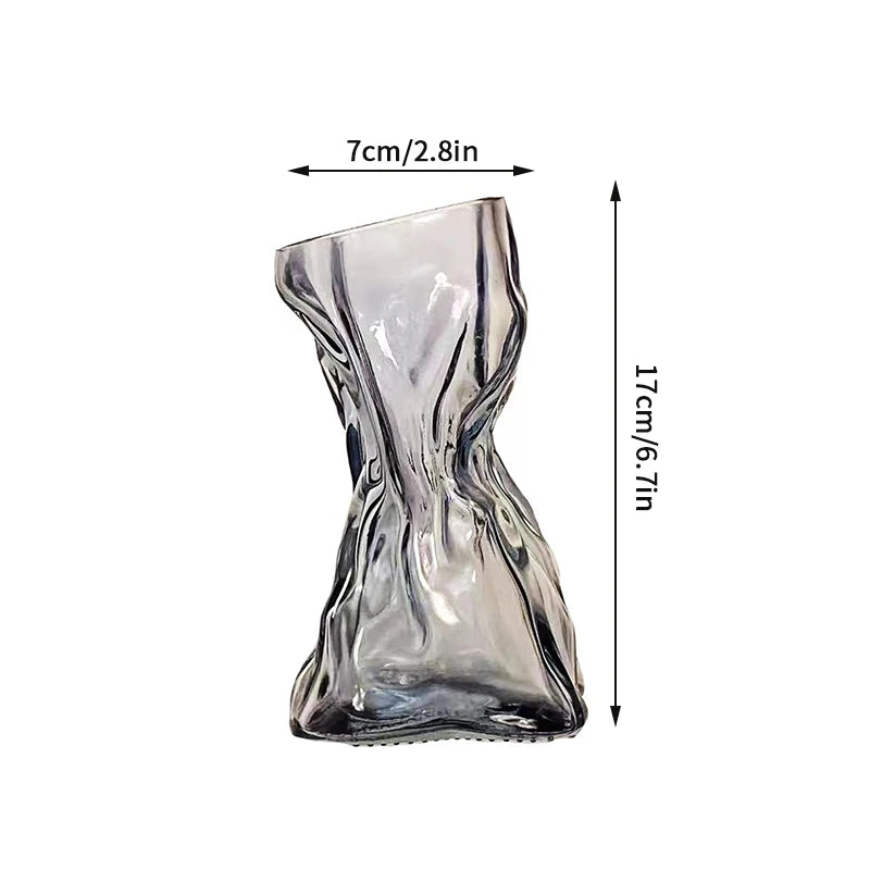 Vases en Verre Transparent Nervuré Moderne