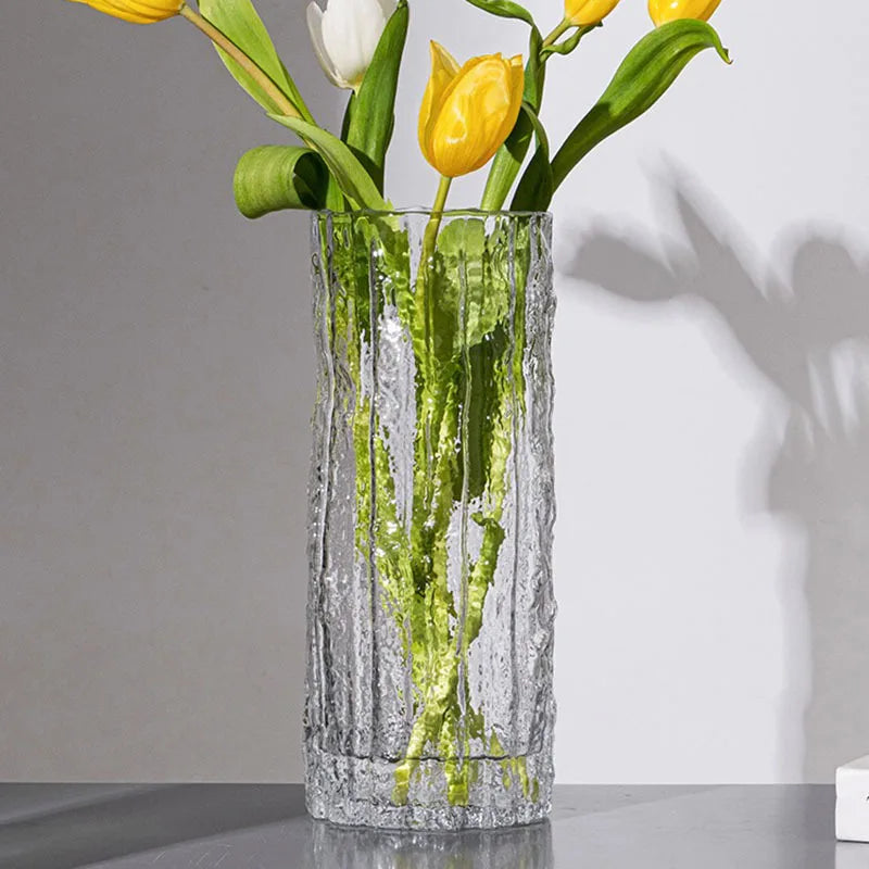 Vase Glacier Moderne en Verre Transparent