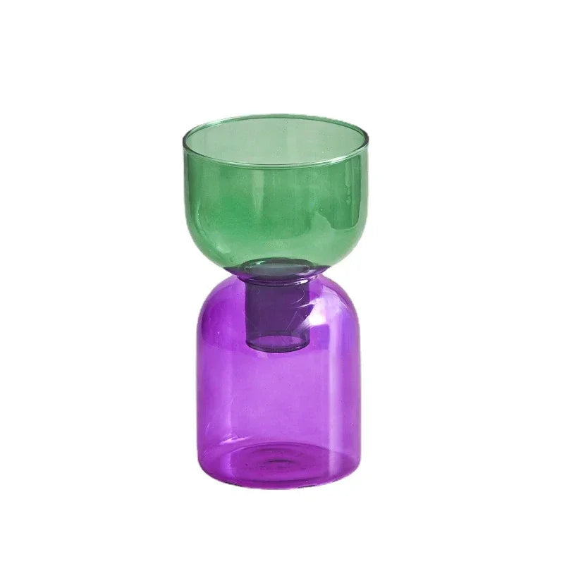 Set Vase Hydroponique Deux Pièces en Verre