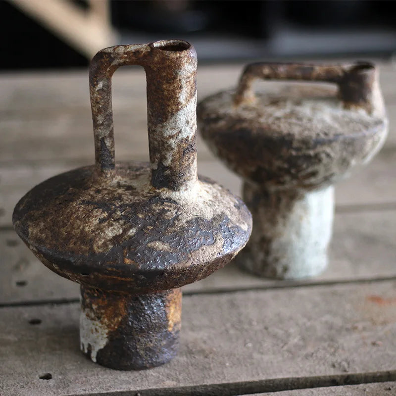 Vase Brute Vintage Wabi-Sabi en Céramique Porcelaine
