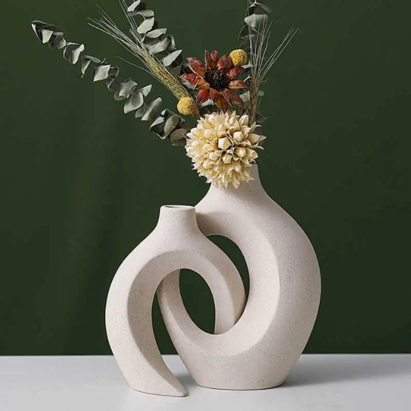 Set de Deux Vase Style Européen en Céramique Blanc
