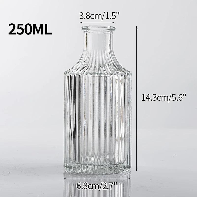 Vases en Verre Transparent Nervuré Moderne