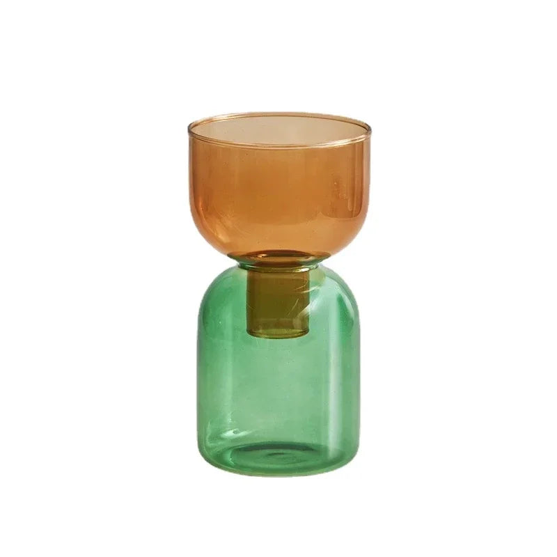 Set Vase Hydroponique Deux Pièces en Verre