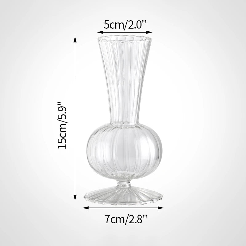 Vases en Verre Transparent Nervuré Moderne